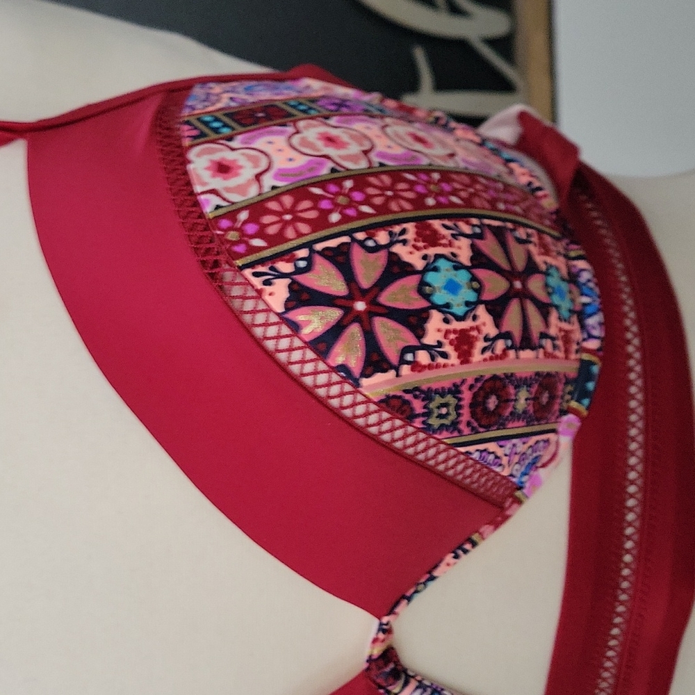 Sexy bohemian print Bikini top Shade & Shore 38D padded underwire - Picture 2 of 8